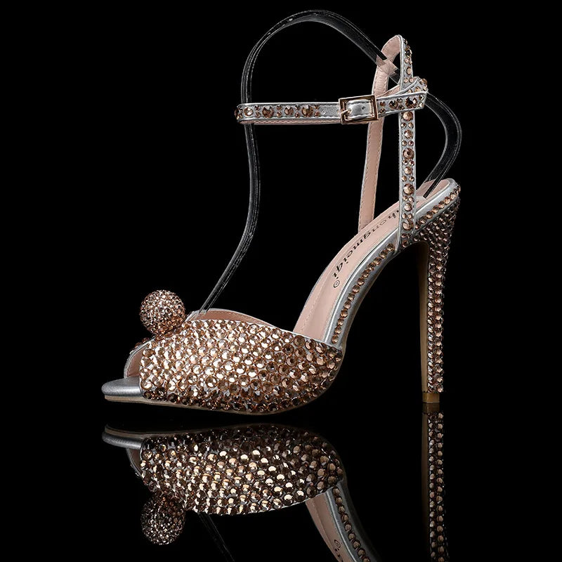 Maogu Women Sandals Fashion High Quality Wedding Shoes Women New Pearls Studs Luxury Peep Toe High Heels Buckle Woman Sandal 43