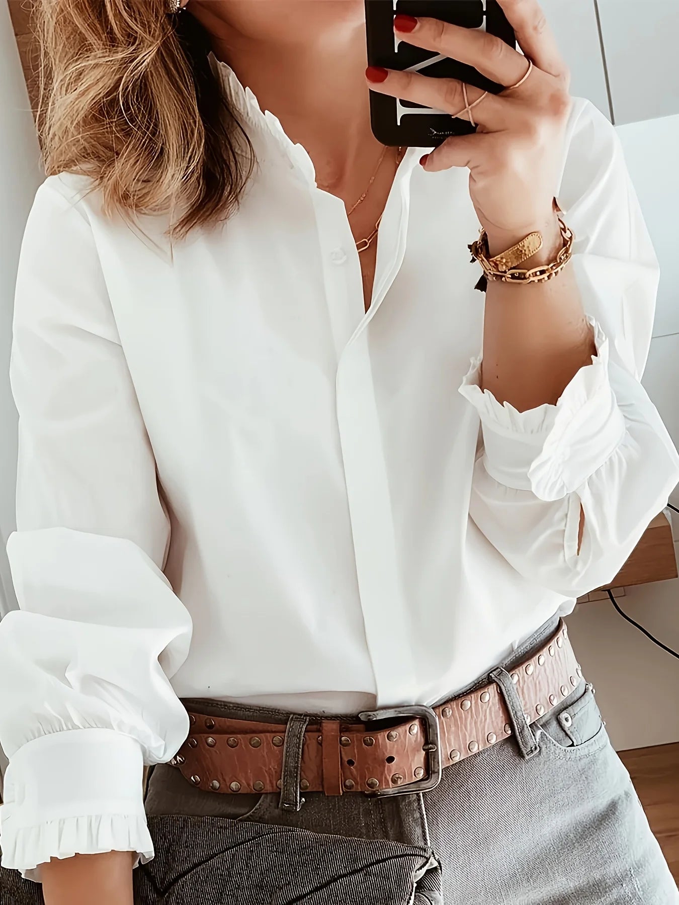 Temperament Loose Woman Shirt Fashion Casual Blouse Elegant long Sleeve Woman Shirt Holiday Weekend Top
