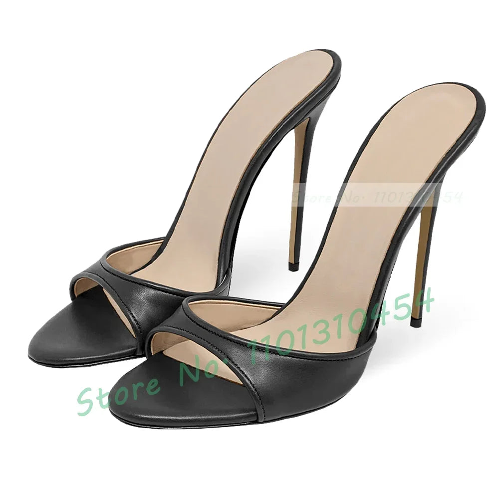 Snake Print Round Open Toe Slippers Women Casual Solid Outdoor Stiletto High Heels Shoes Female Customize Elegant Dress Slides