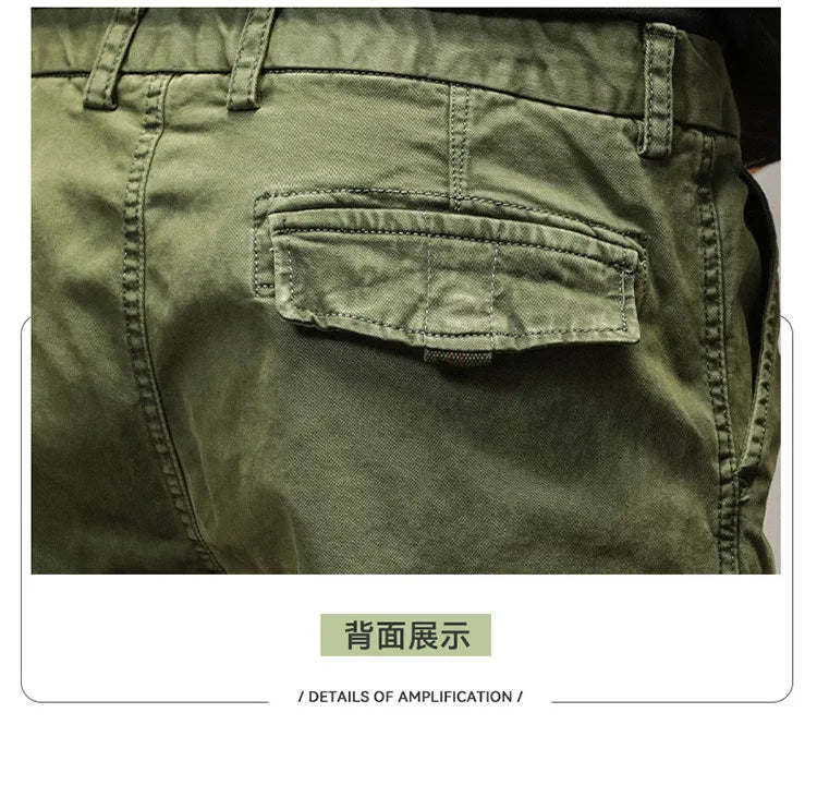 The new men's American retro sporty design in 2025 features multi-pocket, versatile drawstring work pants and stretch trousers