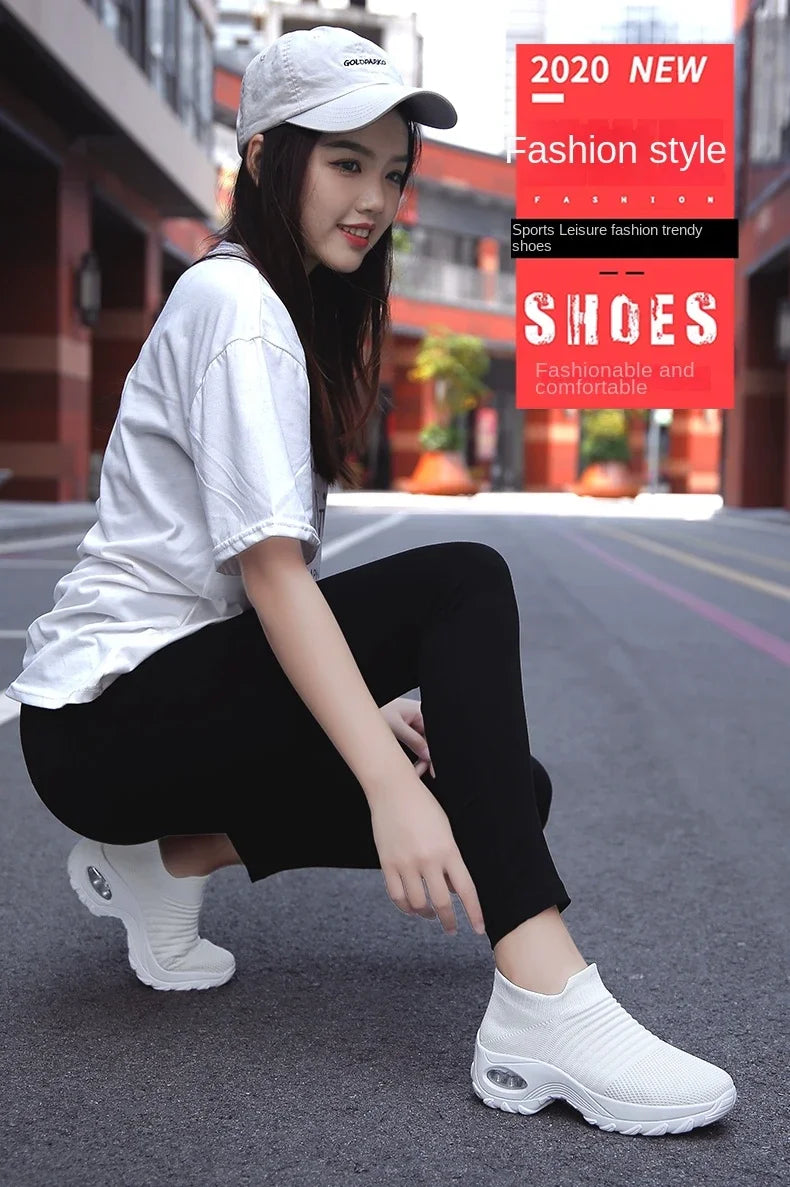 Women Sneakers Summer Fashion Black Sports Casual Shoes Breathable Mesh Lightweight Air Cushion Non-Slip Running Shoe Zapatillas