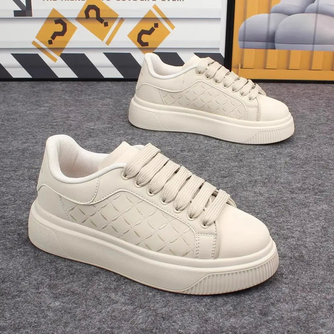 Men's Shoes 2025 Autumn Comfortable Platform Casual Sports Shoes Thick Soled Lace Up Anti Slip Outdoor Fashion PU Leather Shoes