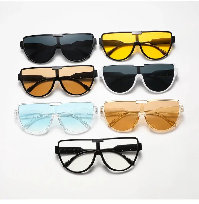 Fashion New Retro Oversized Sunglasses Women Integrated Frame Eyeglasses Punk Style Street Photography Glasses BAZAARHUBO