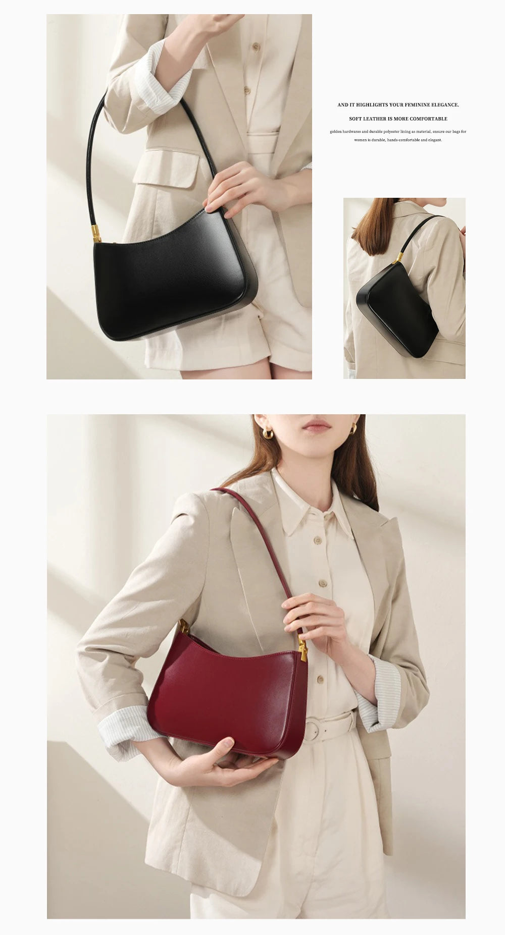 Zency Premium Cow Leather Fashion Shoulder Handbag for Women Trendy 2025 Luxury Designer Underarm Bag