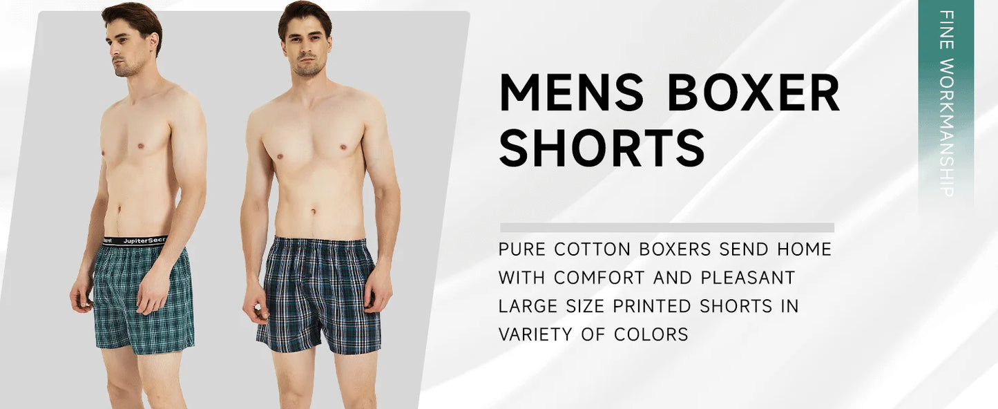 JupiterSecret 6 Pcs Men's Woven Boxer Shorts, Elastic Waistband Random Color