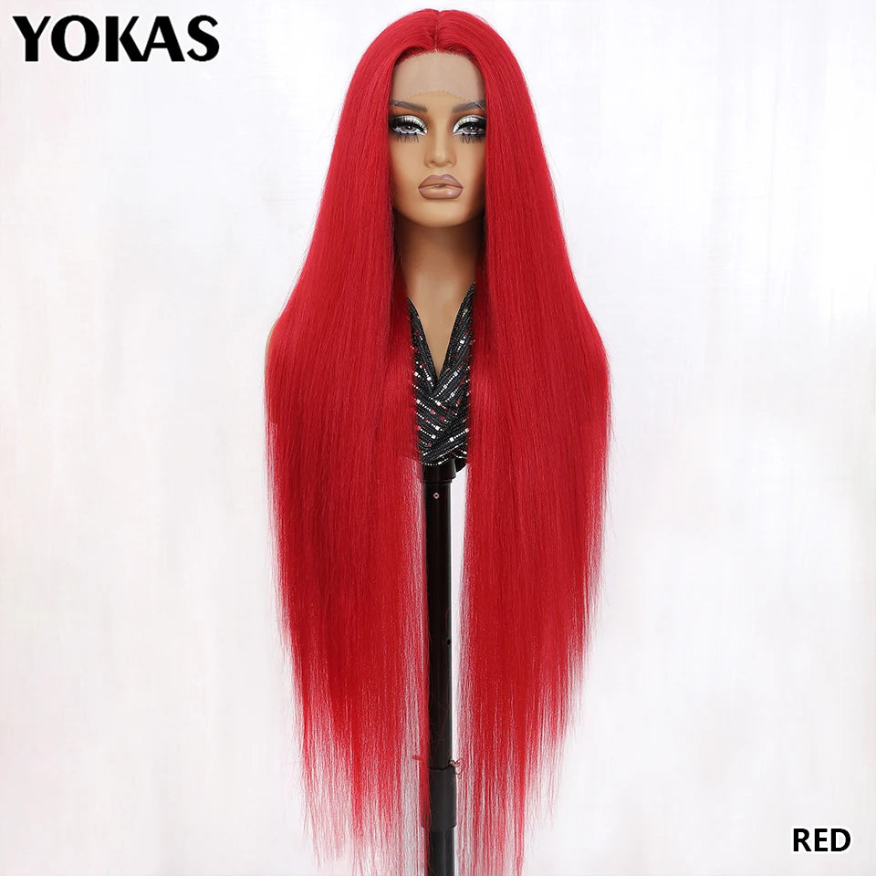 30 Inch Lace Frontal Wig Synthetic 13X6 Straight Hair Lace Wig For Afro Women High Temperture Fiber Blond Women Lace Frontal Wig