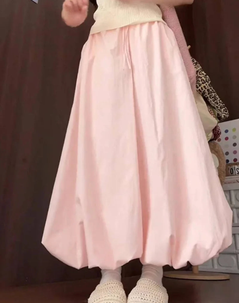Women Loose Lazy Pants Skirt High Waisted Casual Yellow Bloomers Trousers Korean Fashion Preppy Hip Hop Dance Wide Leg Pants