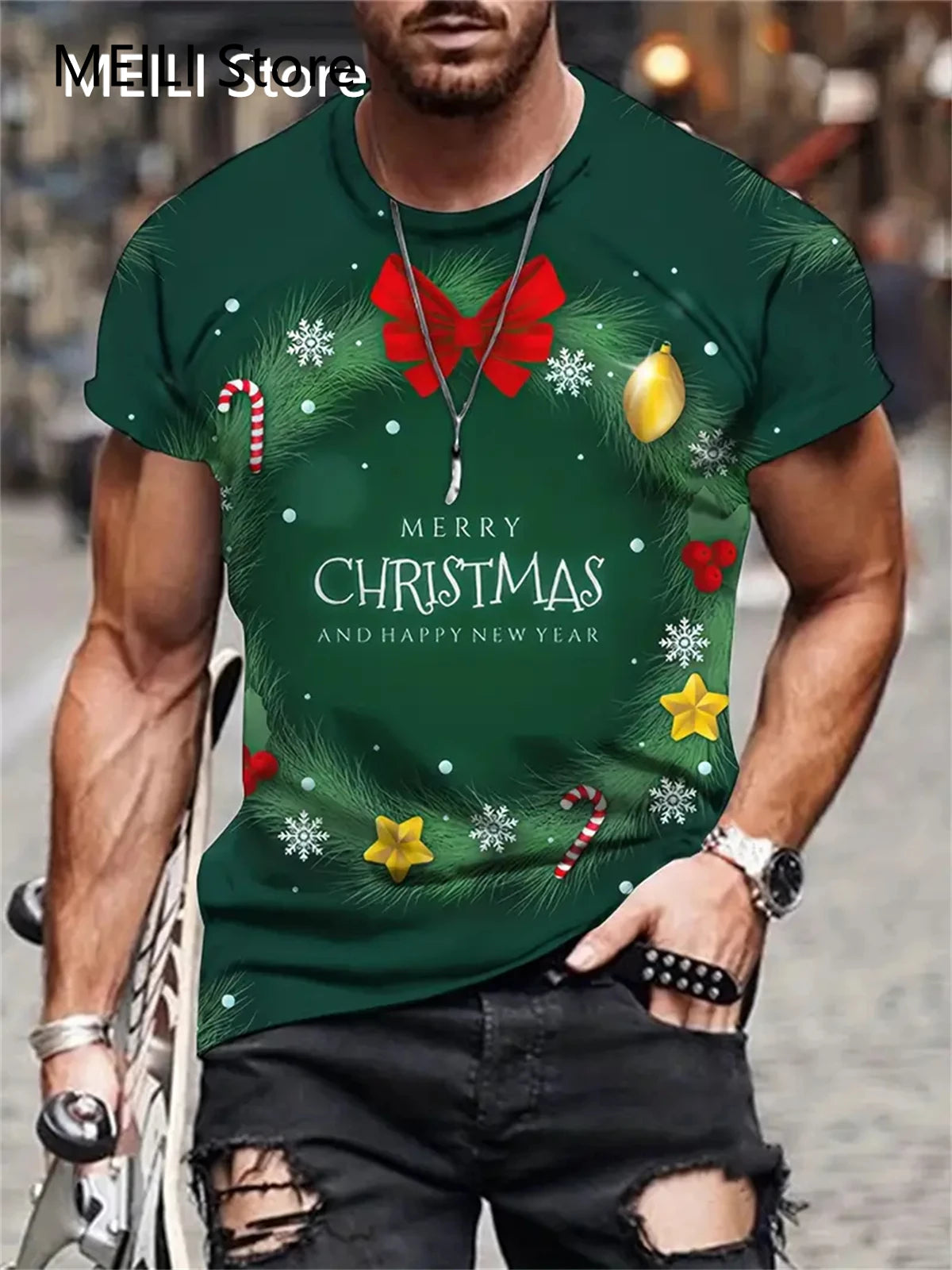 Christmas Men's T Shirt 3D Print Casual Short Sleeve Tees Street Fashion Crew Neck Pullover Male Oversized Clothing Sweatshirt