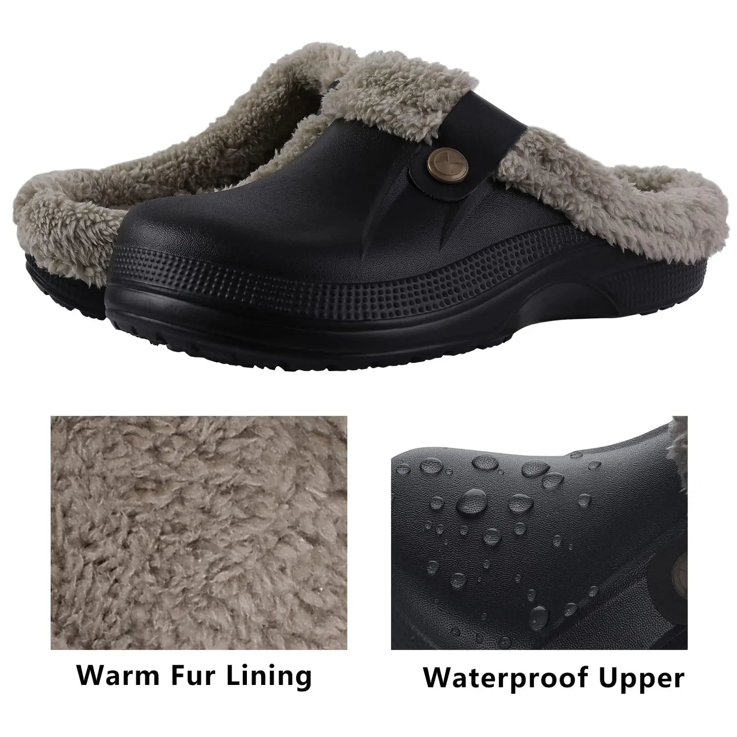 Crestar New Home Warm Slippers For Women Men Winter Soft Plush Slippers Female Clogs Outdoor Waterproof Non-slip Cotton Slippers