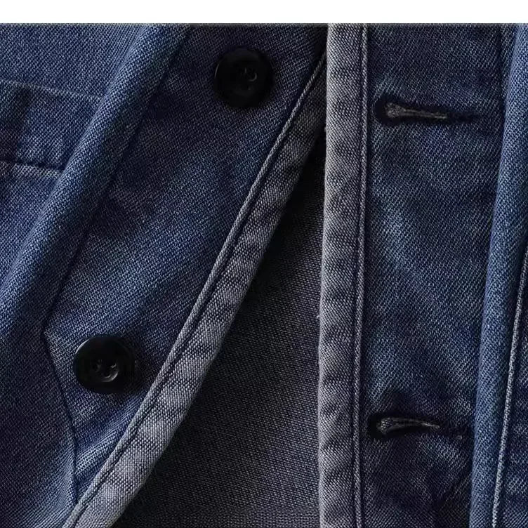 Amekaji Japan Retro Heavy Washing Workwear Clothes 100% Cotton Denim Jacket Men's Trendy Cardigan Top Taoist Robe Men's Jacket