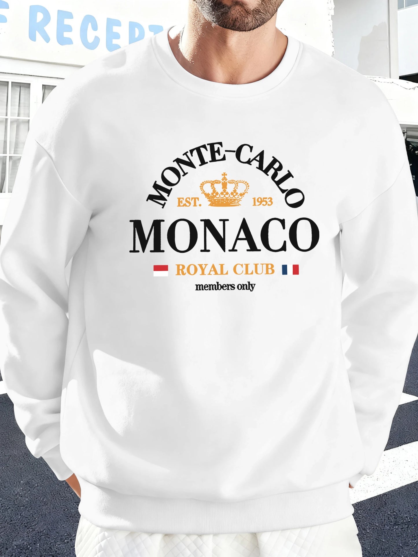 Monte-Carlo Monaco Pattern Men Sweatshirt Comfortable Fleece Streetwear Soft Casual Clothes Autumn High Street Clothing Male BAZAARHUBO