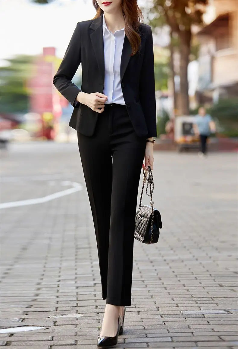 Fall Outfits Suit Jacket Two Piece Sets for Woman Office Wear Formal Womens Blazer and Pants Suits Set 2 Elegant Pieces Business