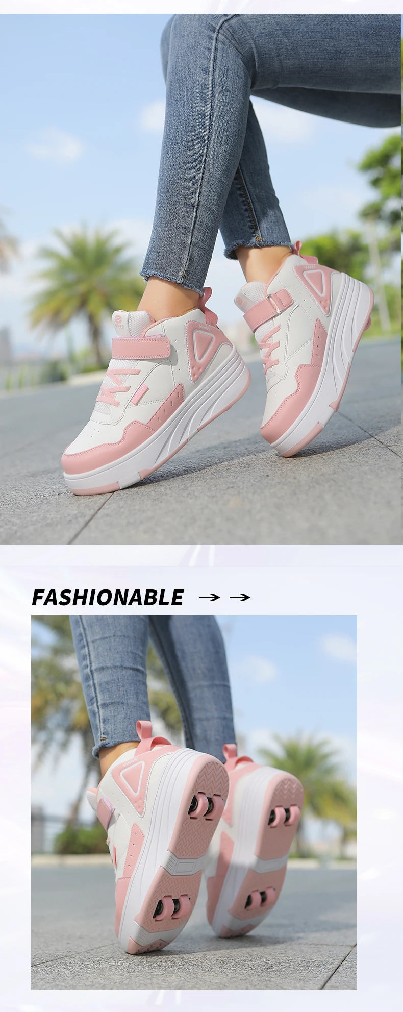 Boys and Girls Roller Skate Shoes Fashion Casual Sports Children 4-Wheels Sneakers for Kids  Gift Nice Footwear