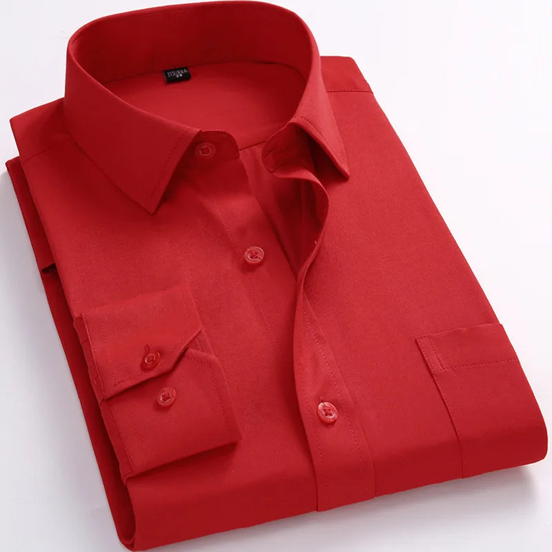 Quality Plus Size S To 8xl Formal Shirts for Men Striped Long Sleeved Non-iron Slim Fit Dress Shirts Twill Social Man's Clothing