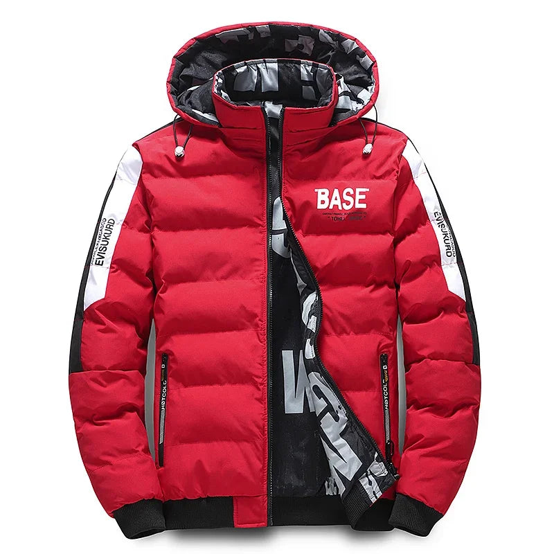 Men Autumn Winter Jacket Brand Warm Comfortable Down Jacket Removable Hat Double Sided Outerwear Men's New Cotton Padded Parkas