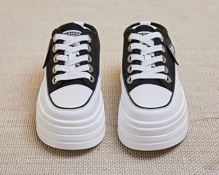 Fujin flip flops women 7.5cm Platform Slippers Denim Chunky Sneaker Casual Comfy Breathable Summer Shoes Women's slippers