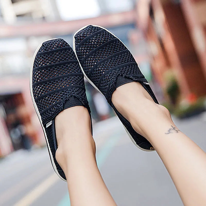 Women's Mesh Breathable Loafers Solid Color Slip On Summer Platform Sneakers Women Walking Casual Shoes Zapatos Mujer WSH5094