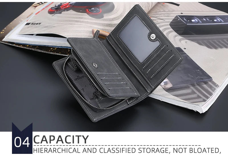 Baellerry New Men Wallets High Quality Brand Card Holder Short Male Purses Zipper Coin Pocket Large Capacity Men's Wallet