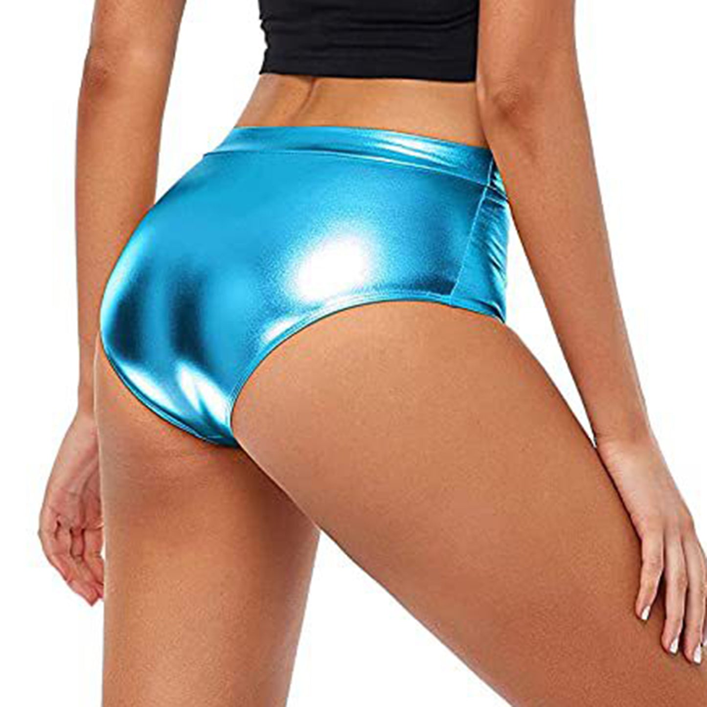 Sexy Rave Dance Costume Women's Metallic Shiny Booty Shorts Skinny Panties Hot Short Pants for Carnival Club Party Bottoms
