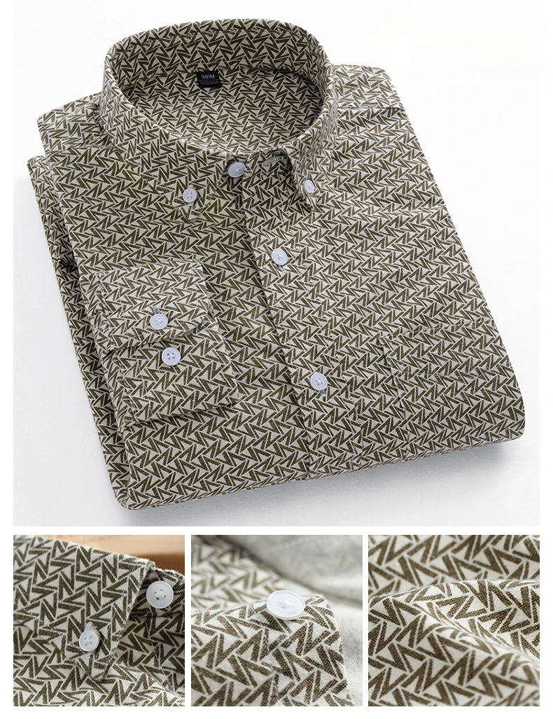 Fashion korean trends casual long-sleeve shirts for men slim fit plain shirt 100%cotton plaid striped tops soft designer clothes