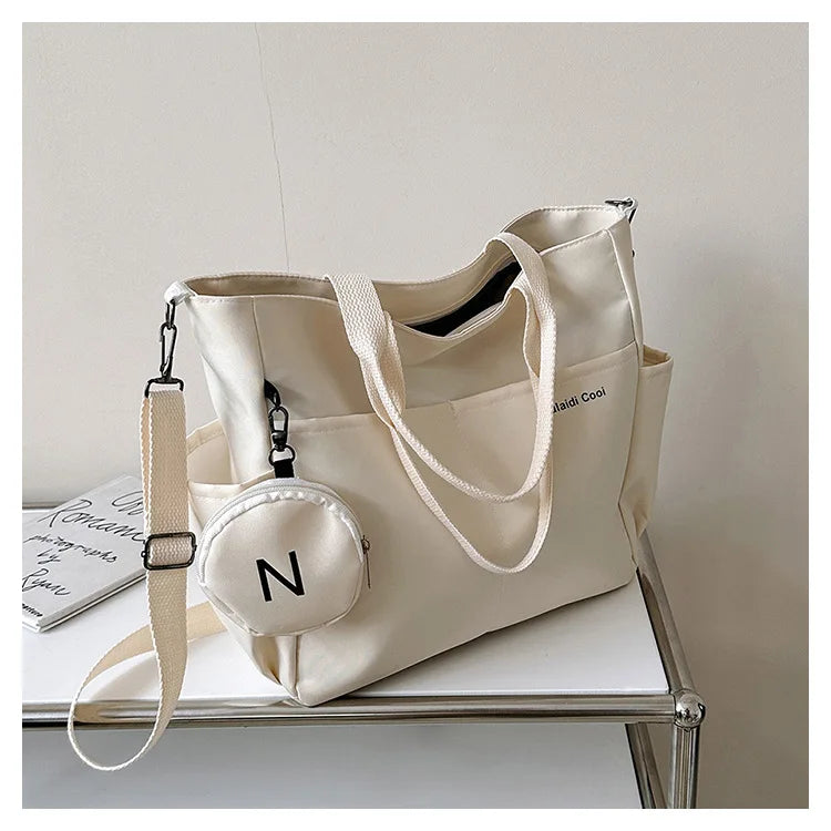 Korean version large capacity crossbody bag, versatile for male and female college students, travel shoulder bag, commuting bag