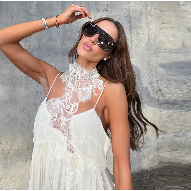 Lace Women's Top Cami Tank Top Cutout Bandeau Cami Ruched Hem Design Solid Minimalist Design 2026 Summer Style