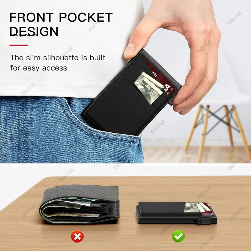 DIENQI Anti-theft Card Protectors Card Holder Minimalist Smart Wallet RFID Protection Aluminum Metal Cardholder Case Porte Carte