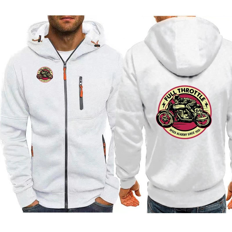 Vintage Men's Hoodies FULL THROTTLE CAFE RACER Special Edition ROCKABILLY BIKER Motorcycle Zipper Hooded Outerwears Hoodies 5HGG