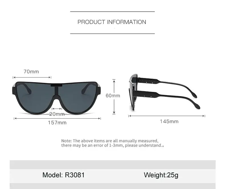 Fashion New Retro Oversized Sunglasses Women Integrated Frame Eyeglasses Punk Style Street Photography Glasses BAZAARHUBO