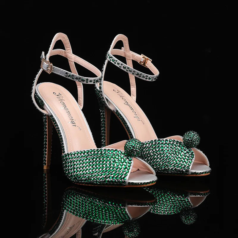 Fashion High Quality Wedding Shoes Women Pearls Studs Luxury Peep Toe White High Heels Buckle Designer Woman Sandal 43 Zapatos