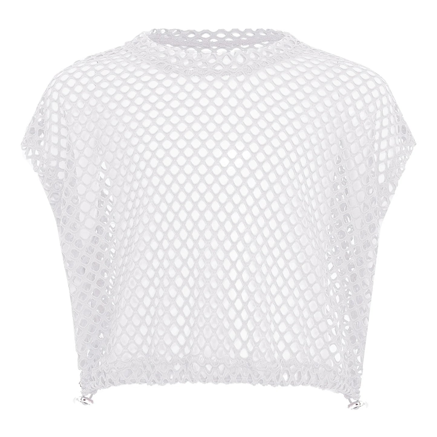 Kids Girls Fishnet Crop Tops T-shirt Casual Summer Short Sleeve See-Through Mesh T Shirt Female Hip-Hop Street Dance Clothing