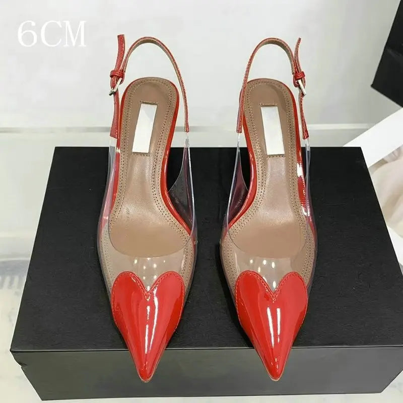 2025 New PVC European Style High Heels Women'S Summer Pointed Toe Runway Sandals Party Shoes