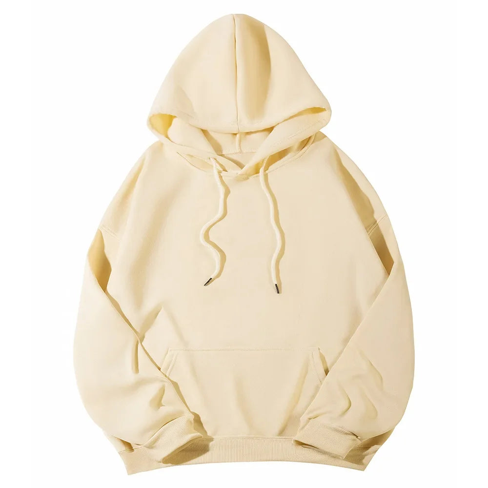 2026 Men's wide Hood Sweatshirt European and American men's and men Sweatshirt Solid Harajuku Long Sleeve Female Loose male Coat BAZAARHUBO