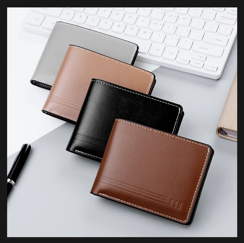 Men's Business Retro Short Wallet PU Leather Zipper Coin Purse Multi-Slot Multi-Functional Men's Wallet