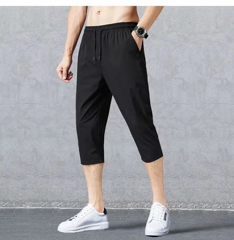 2026 Summer New Leggings Men's Casual Pants Sports Pants Thin Loose Cropped Pants