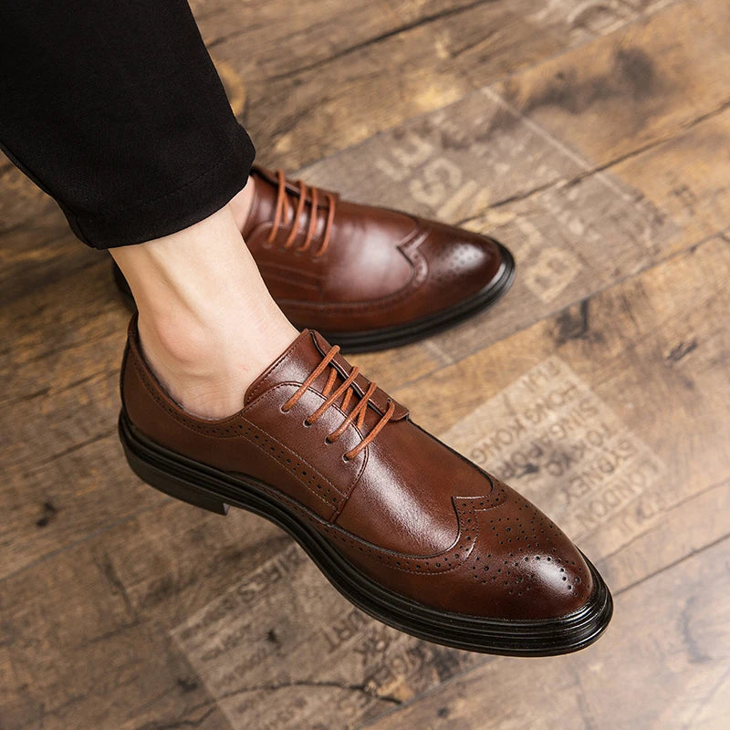 High Quality Brogues Leather Shoes Men Classic Men's Dress Shoes Formal Office Wedding Shoes For Men Casual Business Shoes