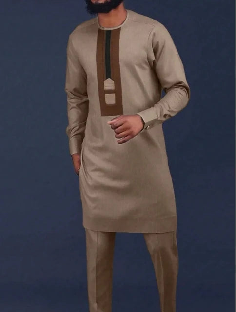 Kaftan Men's Suit African Ethnic Style Long Sleeve Embroidered Suit Men's Traditional Clothing 2-piece Suit