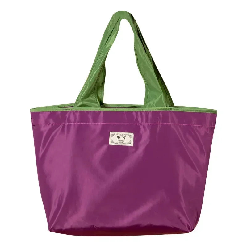 Foldable Eco-Friendly Shoulder Bags Women's Reusable Grocery Bag Large Capacity Foldable Shopping Bag with Drawstring Closure