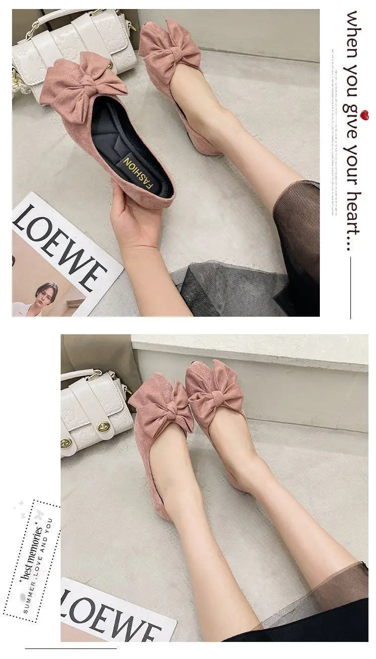 New Spring and Autumn Style Fashionable Comfortable and Versatile Women Shoes Casual Simple Wear-resistant Flat Bottom Bow Shoes