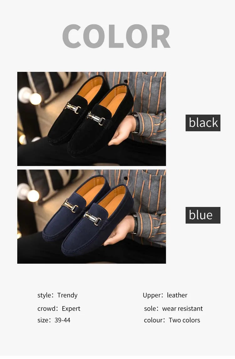 Spring and Summer Men's Shoes, Low-Cut Beanie Shoes, Versatile Casual Shoes, Breathable Leather Shoes, Black Work Shoes, Slip-Ons