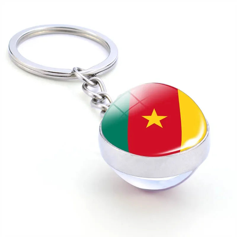 Africa National Flag Keychain  Nigeria South Africa Keyrings Crystal Ball Jewelry Fashion Double Side Glass Ball Men Women Gift