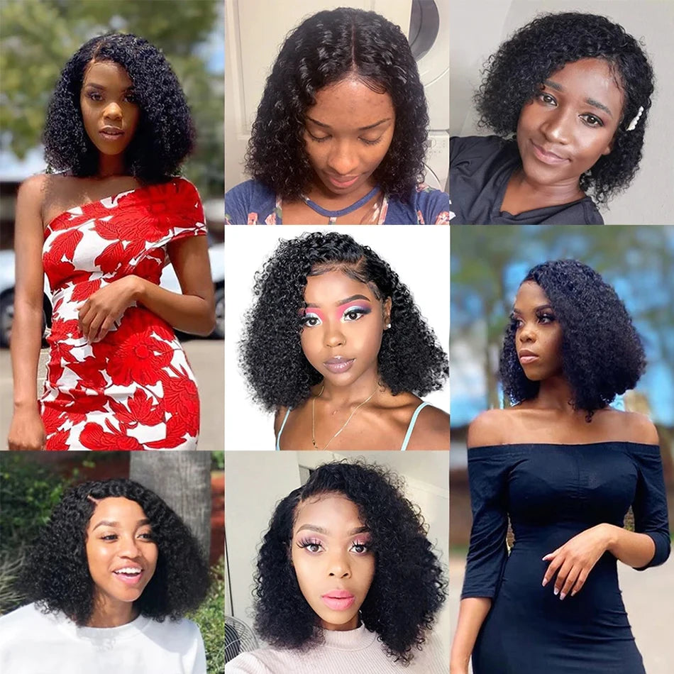 13*4 Lace Frontal Wigs High Quality Curly Pixie Cut Wigs 12A Brazilian Virgin Human Hair Natural Short Hair Style 180% Density