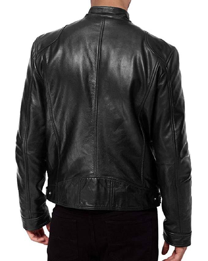 2023 Fashion Mens Leather Jacket Slim Fit Stand Collar PU Jacket Male Anti-wind Motorcycle Lapel Diagonal Zipper Jackets Men