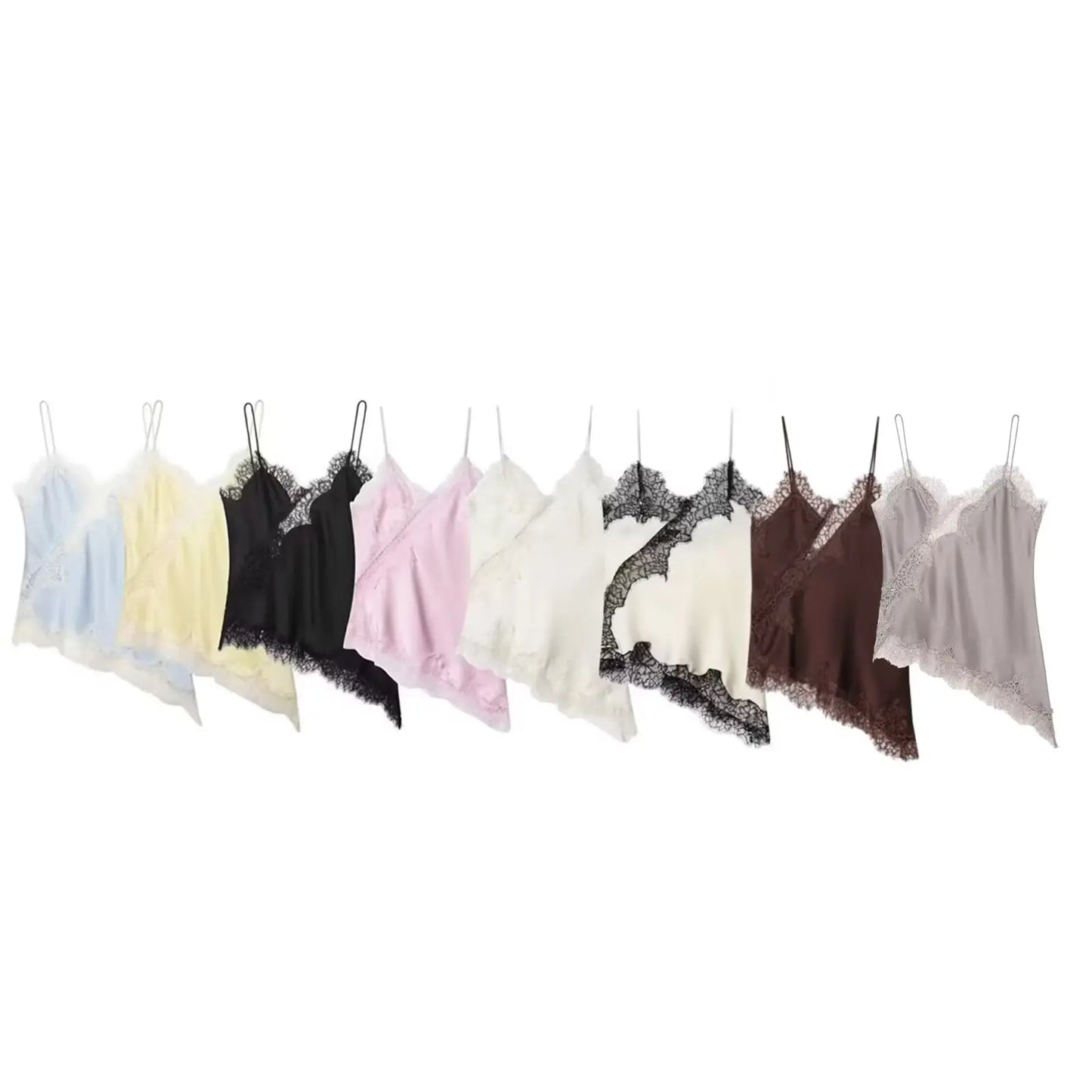 KONDALA Women Sexy High Street Lace Cami Short Dress Asymmetrical Dress 2025 Spring Autumn Fashion Party Dinner Date Mujer Dress