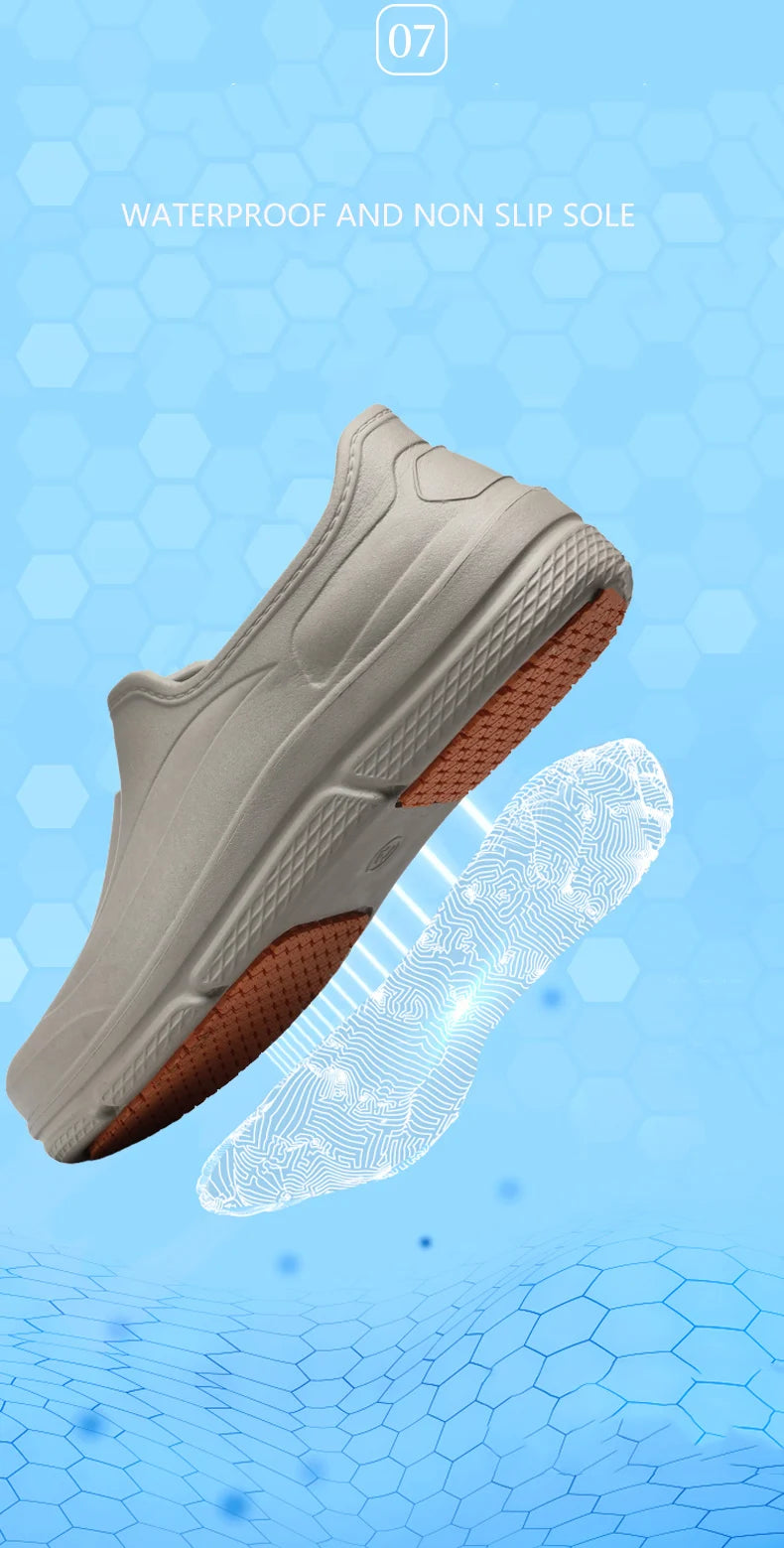 Summer Chef Shoes Anti Slip and Oil Proof Work Shoes Casual Lazy Slippers Soft Comfortable Beach Slippers Sandals Garden Shoes