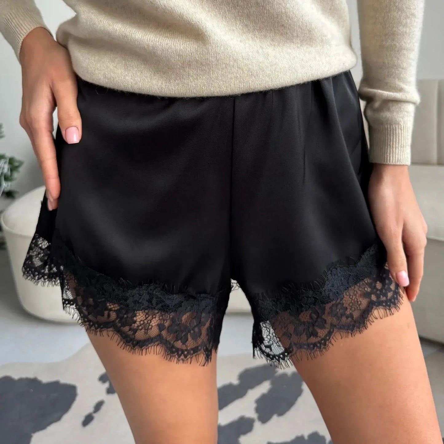 Women Summer Lace Satin Shorts y2k Elastic Waist Mini Shorts Coquette Aesthetic Boxer Slip Pettipants French Knickers Bottoms