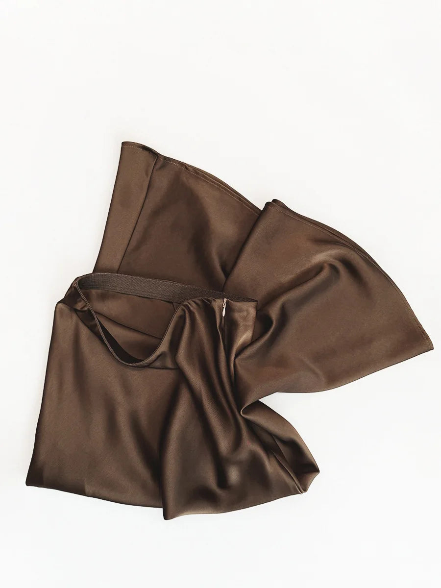 French Style Chic Women's Acetic Acid Satin Flowy High Waist Hip Hugging Skirt for Spring/Summer Fishing Tail Skirt A-line Skirt