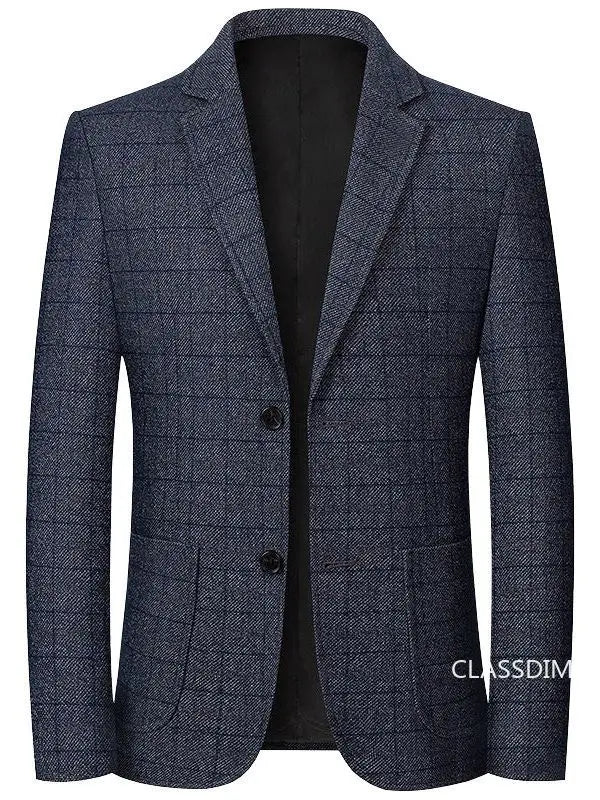 Men Plaid Blazers Jackets Business Formal Wear Suits Jackets Coats New Spring Autumn Male Casual Slim Fit Blazers Size 4XL