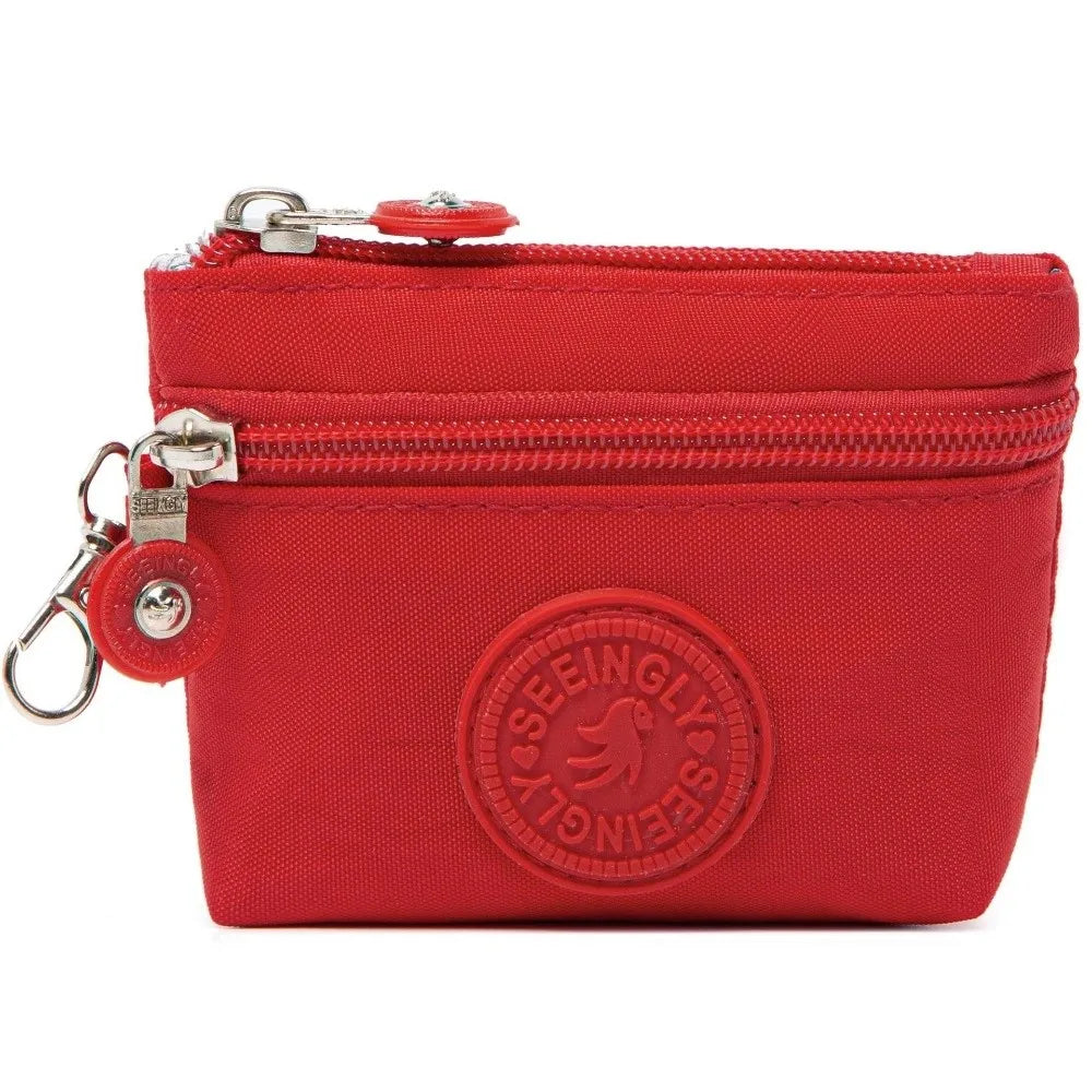 New Solid Color Women Wallet Nylon with Keychain Coin Purse Waterproof Zipper Clutch Ladies