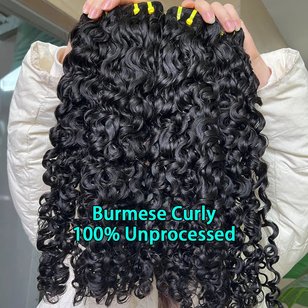 15A Burmese Curl  Vietnamese 100% Raw Virgin Human Hair Extensions #1B Natural Black for Human Hair Weave Bundles Curly Bundles